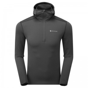 Bluza z Kapturem Montane Protium Lite Pull On Fleece Męskie Ciemny Szare | NT4853120