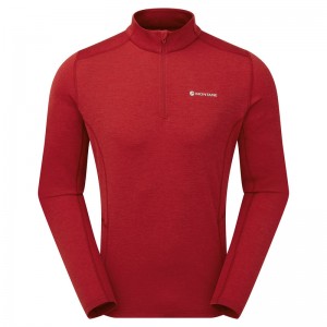 Koszulka Montane Dart Zip Neck Męskie Czerwone | DU8134527