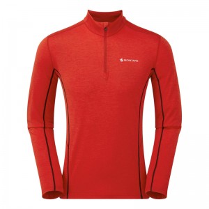 Koszulka Montane Dart Zip Neck Męskie Czerwone | DW1039864