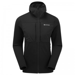 Kurtki Polarowe Montane Fury XT Zakapturzony Męskie Czarne | XL5361024