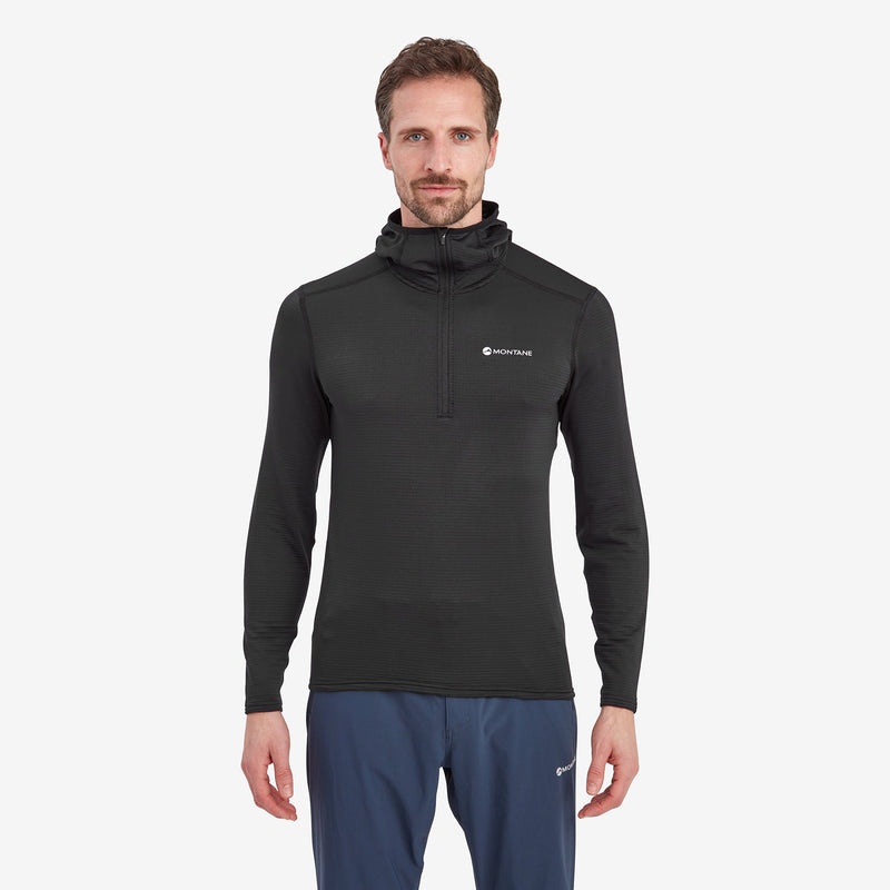 Bluza z Kapturem Montane Protium Lite Pull On Fleece Męskie Czarne | WQ0857362