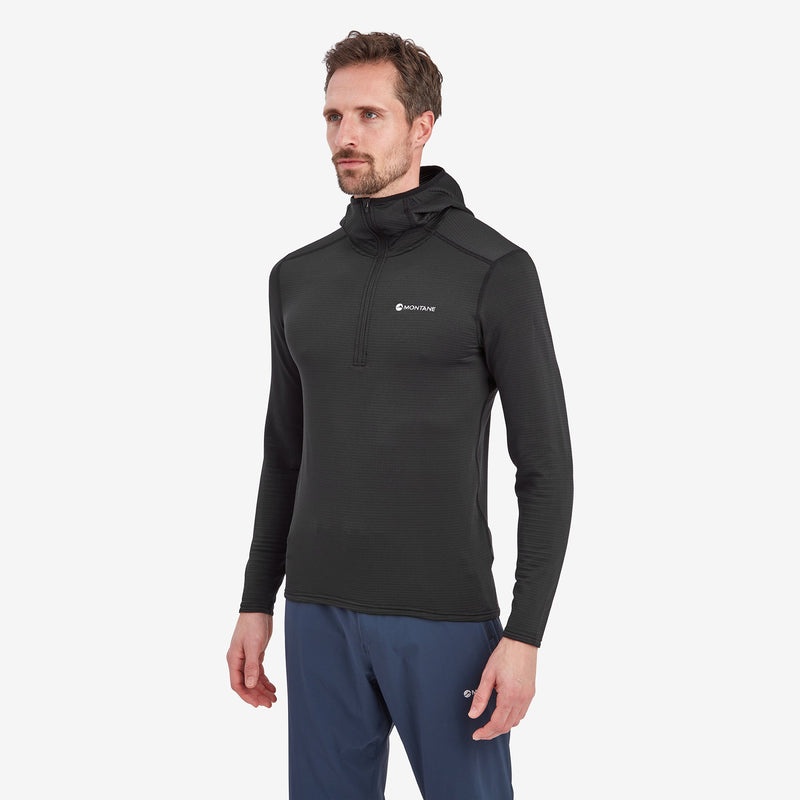 Bluza z Kapturem Montane Protium Lite Pull On Fleece Męskie Czarne | WQ0857362