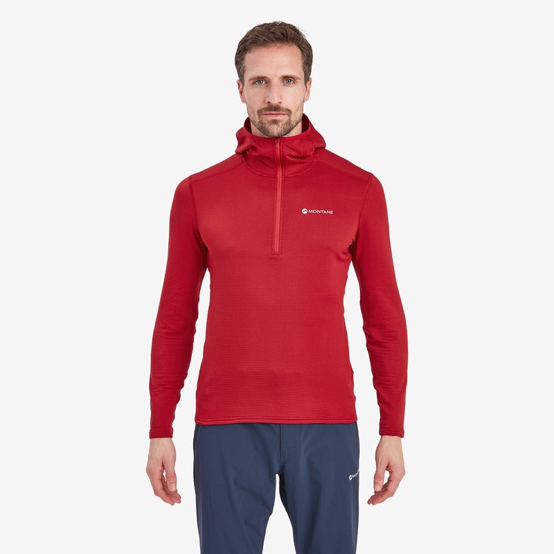 Bluza z Kapturem Montane Protium Lite Pull On Fleece Męskie Czerwone | YV2901465