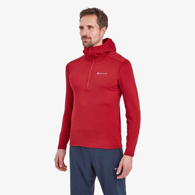 Bluza z Kapturem Montane Protium Lite Pull On Fleece Męskie Czerwone | YV2901465