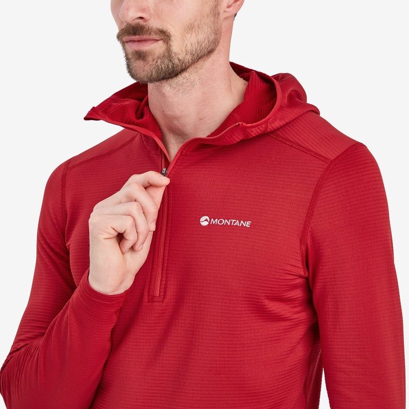 Bluza z Kapturem Montane Protium Lite Pull On Fleece Męskie Czerwone | YV2901465