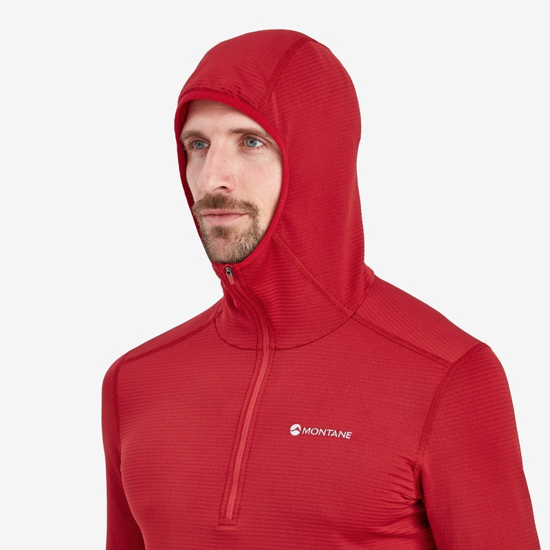 Bluza z Kapturem Montane Protium Lite Pull On Fleece Męskie Czerwone | YV2901465