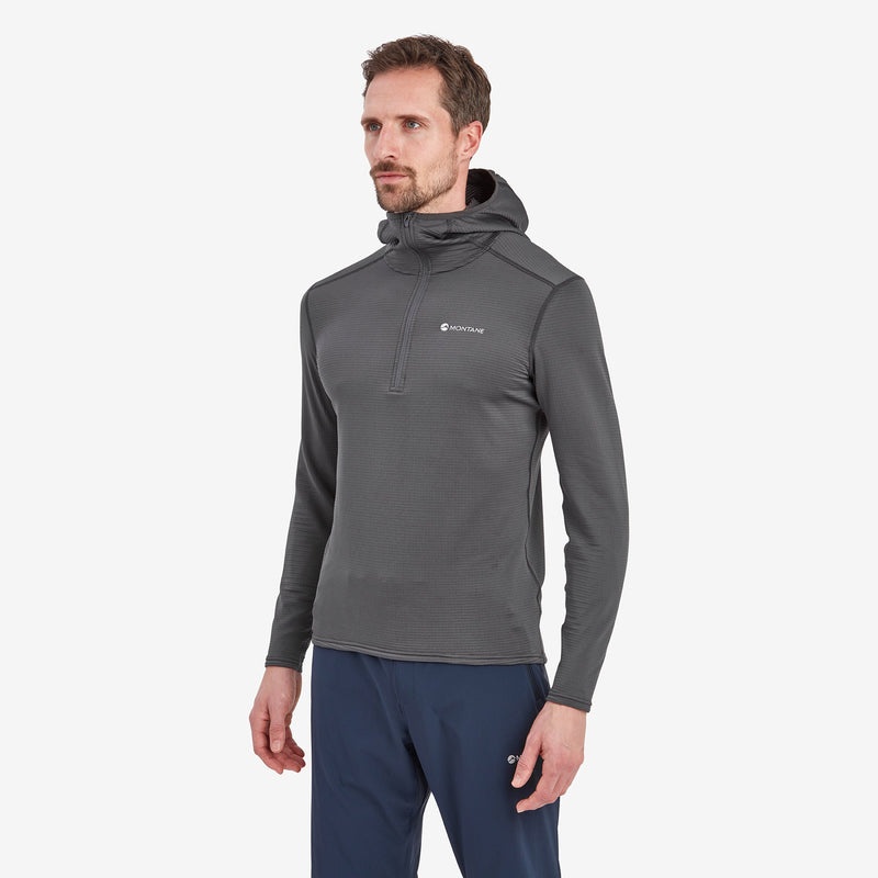 Bluza z Kapturem Montane Protium Lite Pull On Fleece Męskie Ciemny Szare | NT4853120