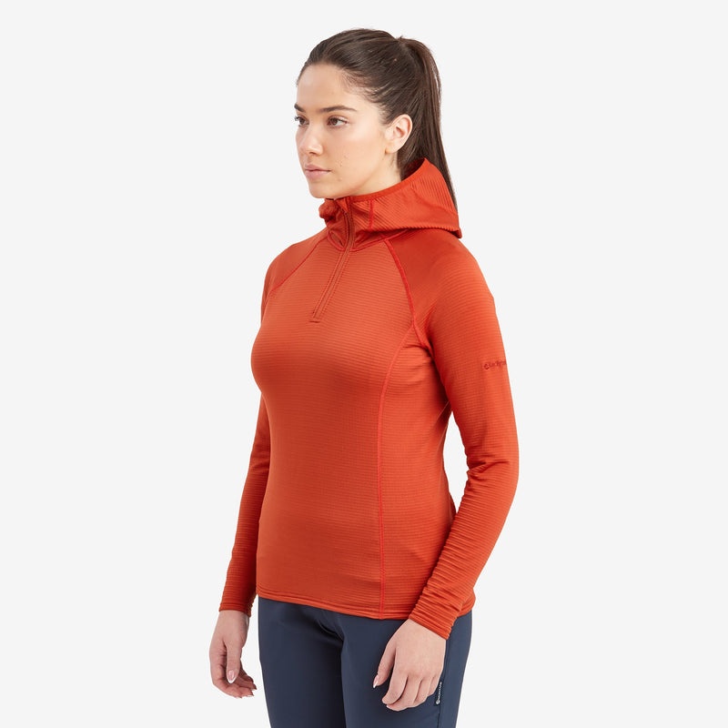 Bluza z Kapturem Montane Protium Lite Pull On Fleece Damskie Pomarańczowe | CF6281940