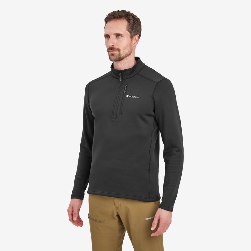 Bluzy Montane Fury Fleece Zip Pull-On Męskie Czarne | VW9284651