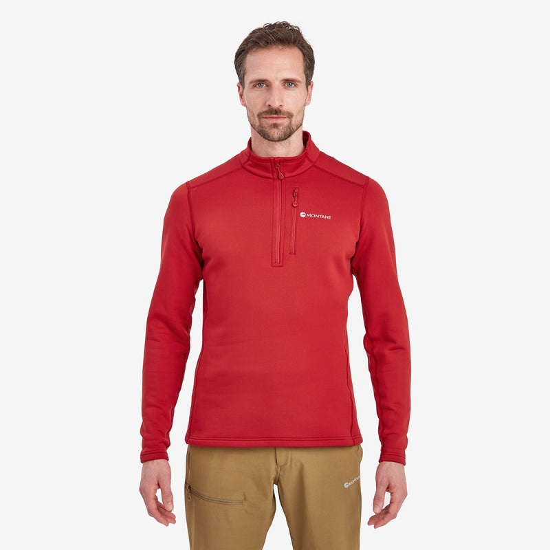 Bluzy Montane Fury Fleece Zip Pull-On Męskie Czerwone | FH5640897