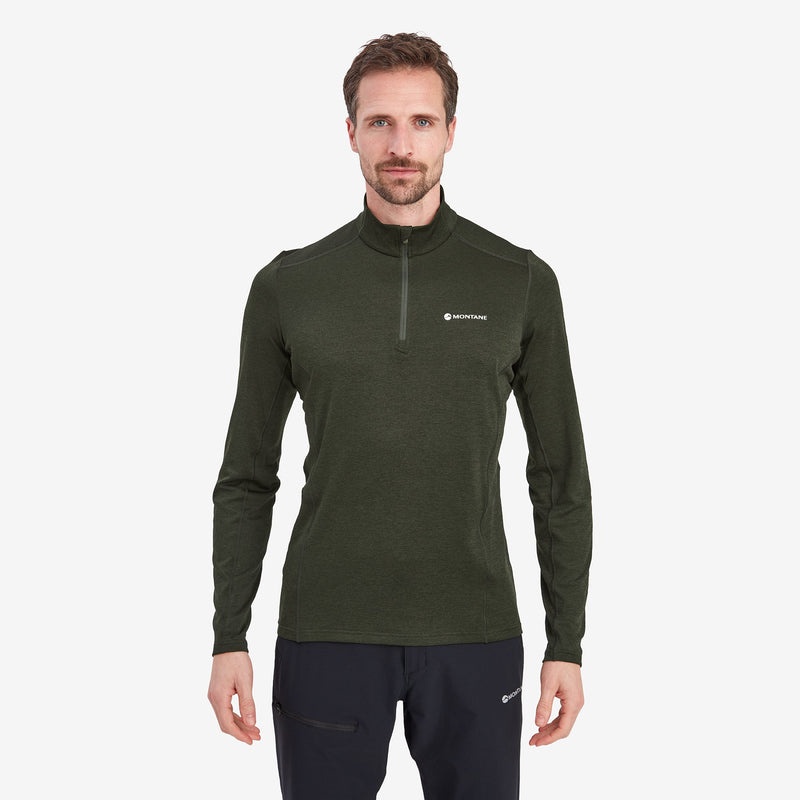 Koszulka Montane Dart Zip Neck Męskie Ciemny Zielone | YM8923106