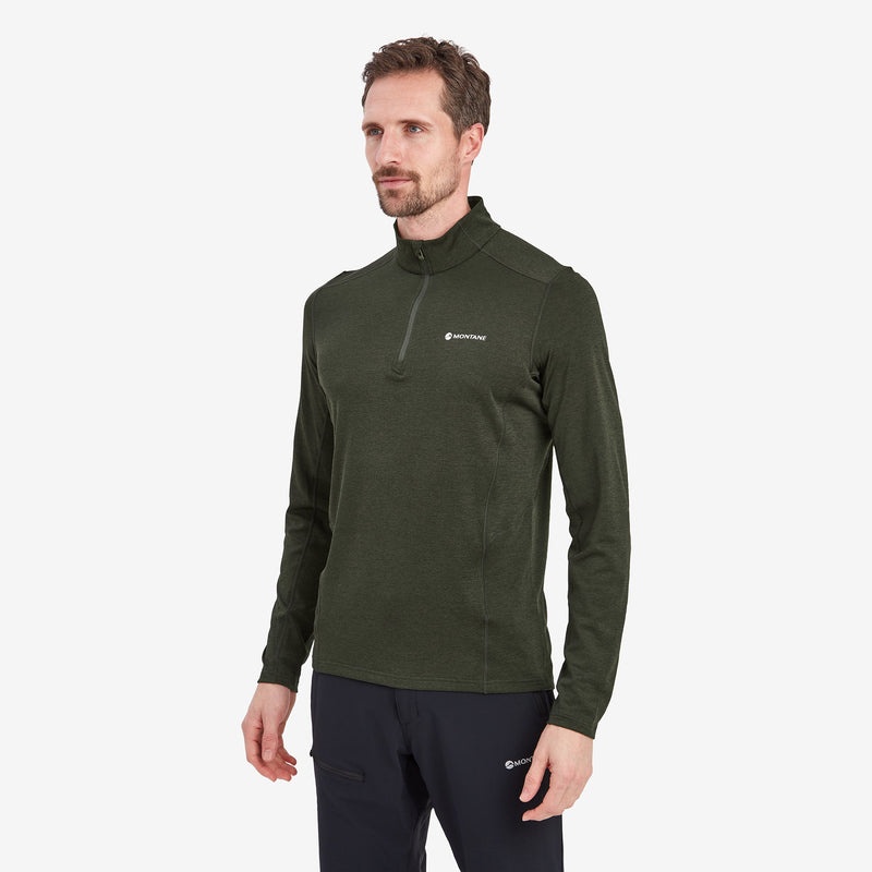 Koszulka Montane Dart Zip Neck Męskie Ciemny Zielone | YM8923106