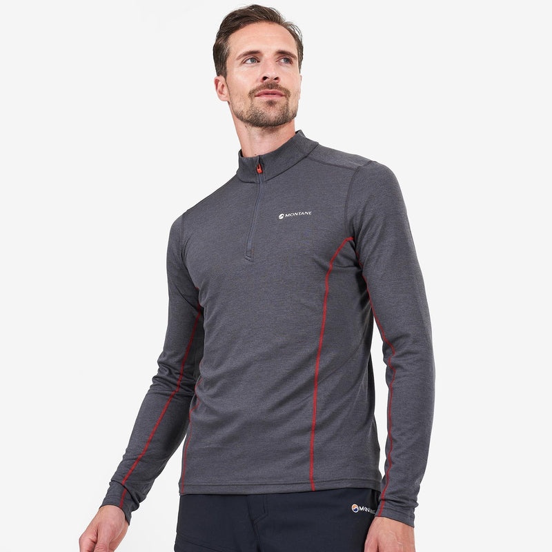 Koszulka Montane Dart Zip Neck Męskie Ciemny Szare | YH4679801