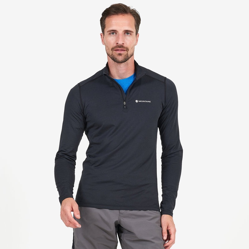 Koszulka Montane Dart Zip Neck Męskie Czarne | SU9106537