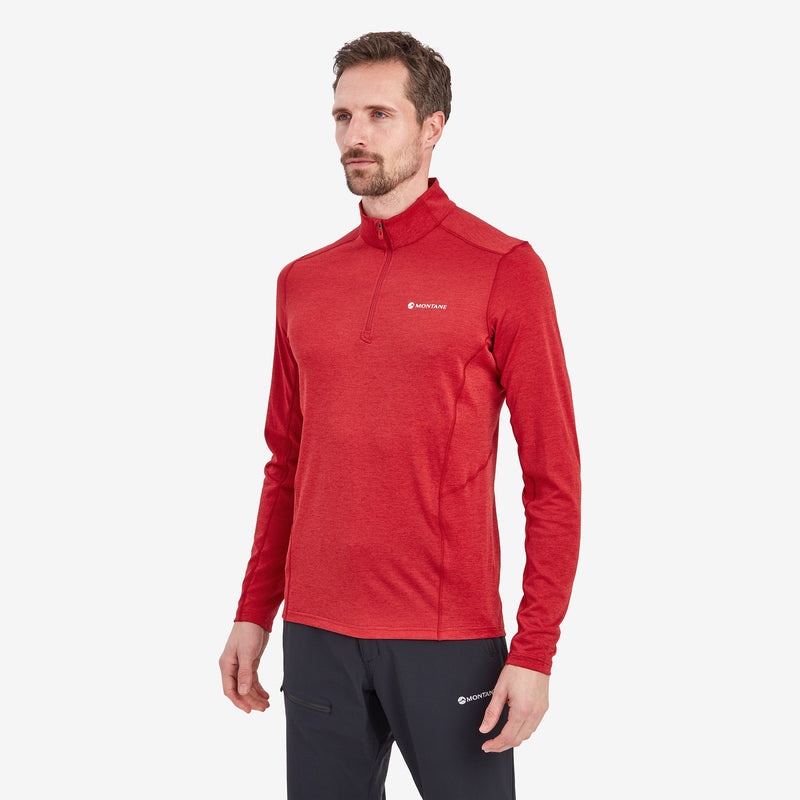 Koszulka Montane Dart Zip Neck Męskie Czerwone | DU8134527